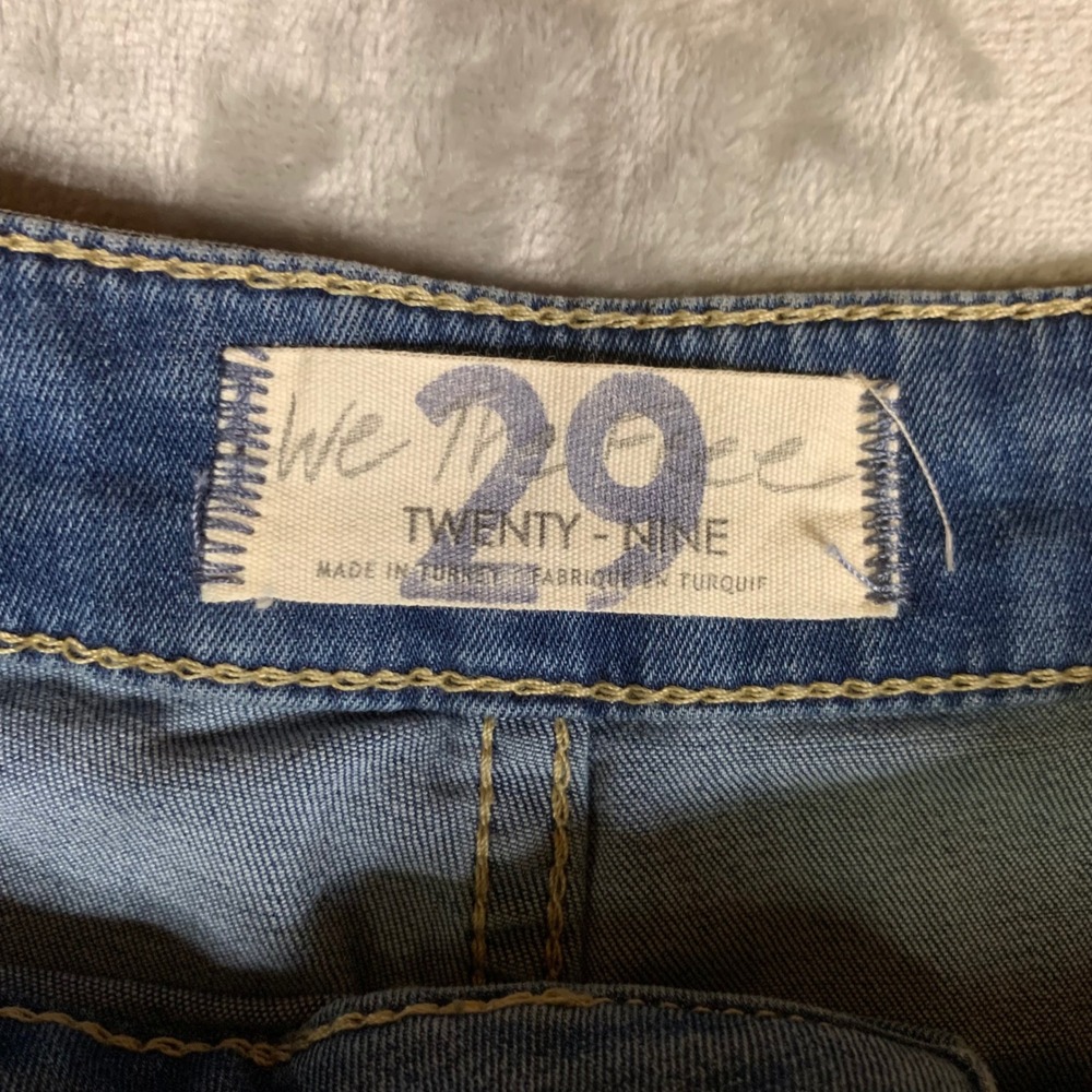 We The Free Just Float On Flare Jeans Blue Denim Bell Bottom 29 Hemmed 27"x32.5" - Picture 5 of 14